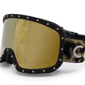 CELINE CL40196U BLACK GOLD STUDDED MIRROR SKI MASK